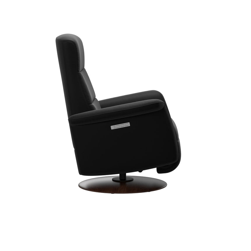 Mike Recliner - Wood Base - Paloma Black - Brown Wood
