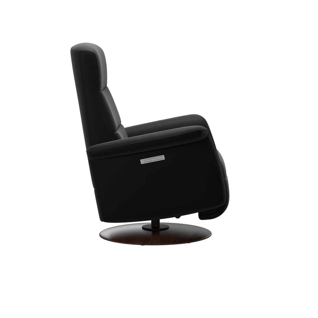 Stressless Mike Recliner Wood Base in Paloma Black, Brown, back view