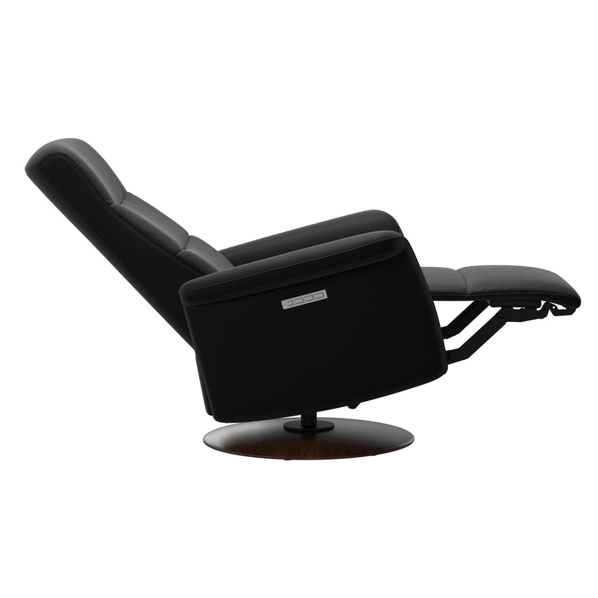 Mike Recliner - Wood Base - Paloma Black - Brown Wood