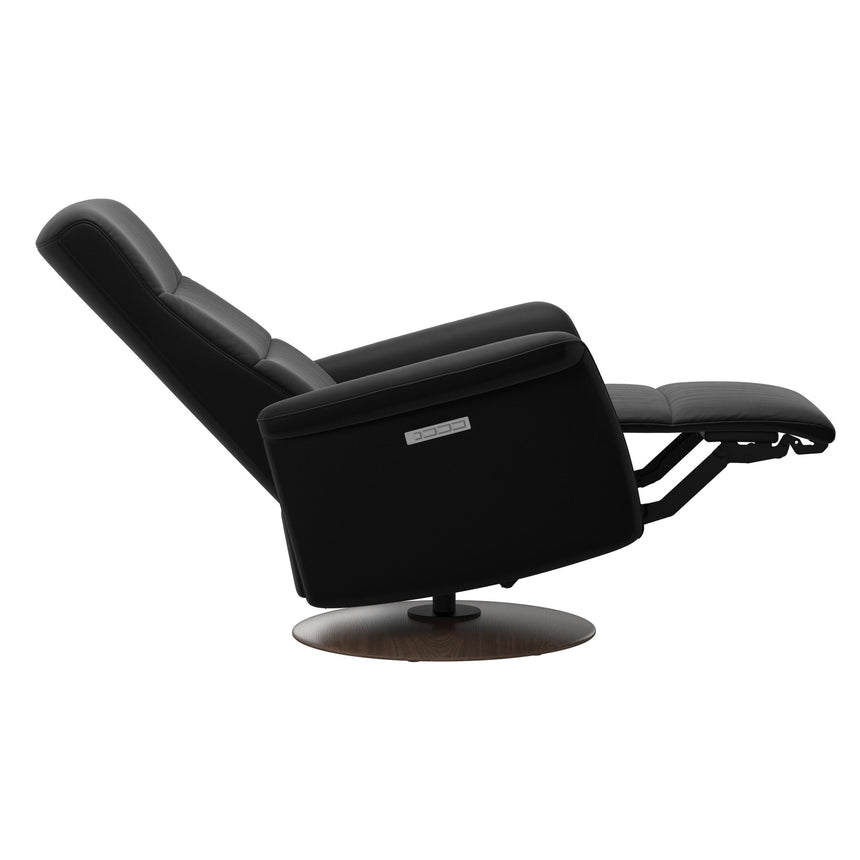 Mike Recliner - Wood Base - Paloma Black - Walnut Wood
