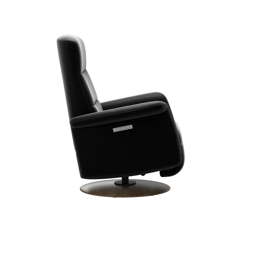 Mike Recliner - Wood Base - Paloma Black - Smoked Oak Wood