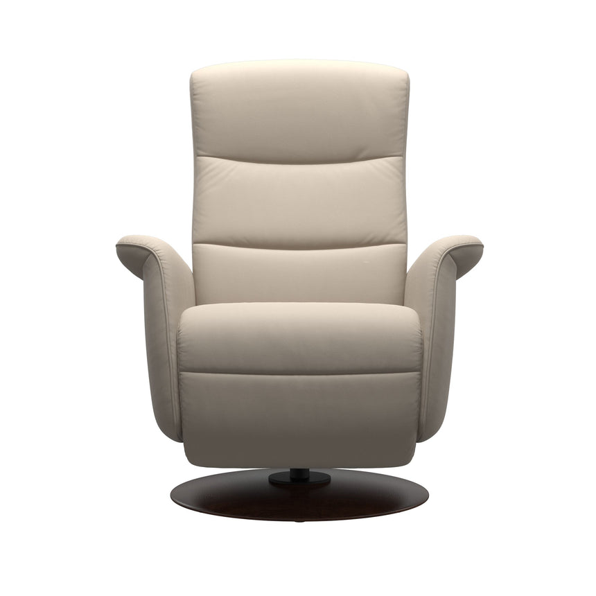 Mike Recliner - Wood Base - Paloma Fog - Brown Wood