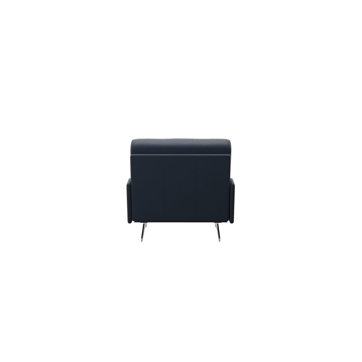Stressless Stella Armless Chair in Paloma Oxford Blue, rear three-quarter view