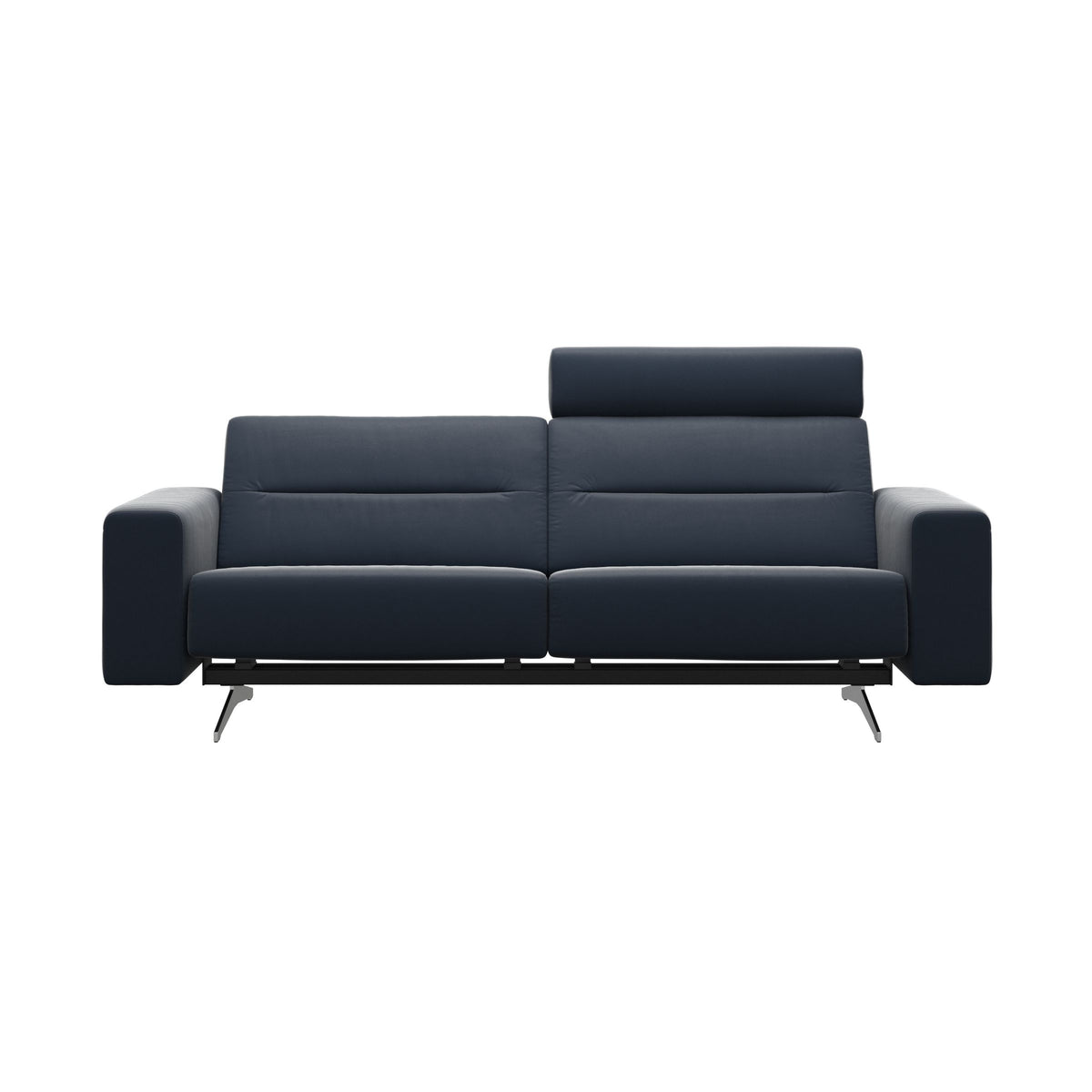 Stressless Stella 2.5-Seater Sofa with 1 Headrest in Paloma Oxford Blue with S1 arms, front view