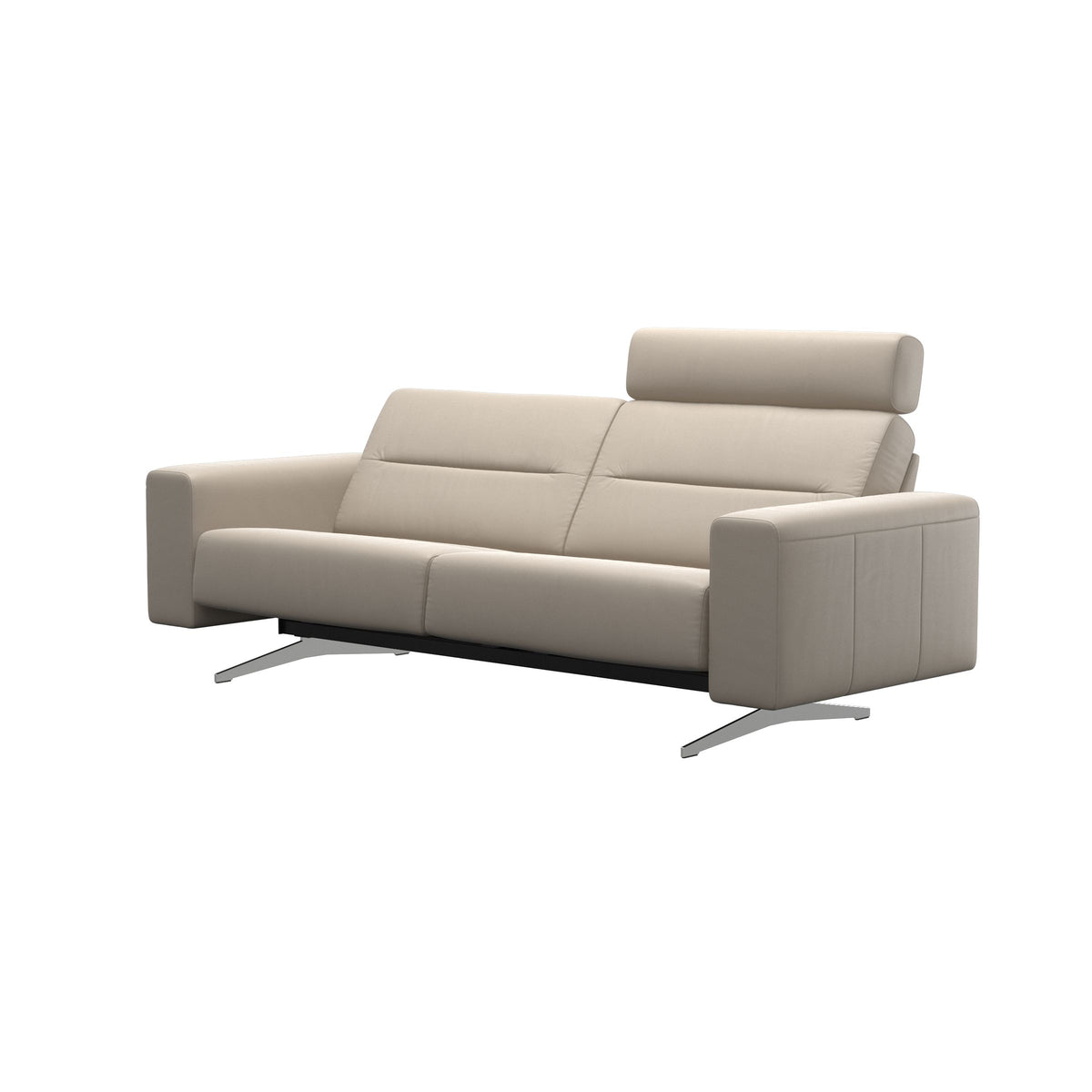 Stressless Stella 2.5-Seater Sofa with 1 Headrest in Paloma Fog with S1 arms, side view