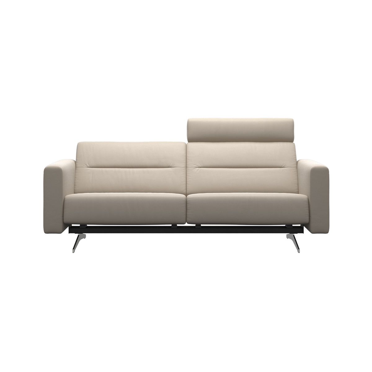 Stressless Stella 2.5-Seater Sofa with 1 Headrest in Paloma Fog with S2 arms, front view