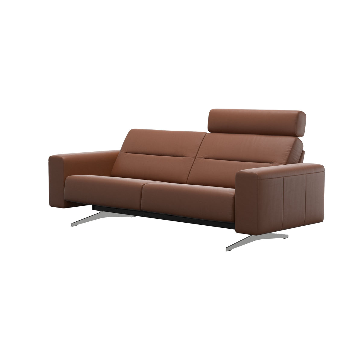 Stressless Stella 2.5-Seater Sofa with 1 Headrest in Paloma New Cognac with S1 arms, side view
