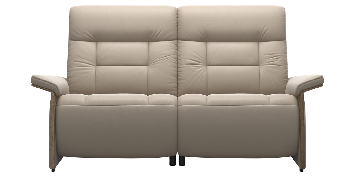 Paloma Leather Mushroom and Smoked Oak Arm Trim | Stressless Mary 2-Seater Sofa | Valley Ridge Furniture