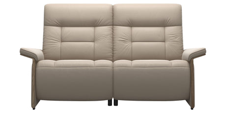 Paloma Leather Mushroom and Smoked Oak Arm Trim | Stressless Mary 2-Seater Sofa | Valley Ridge Furniture