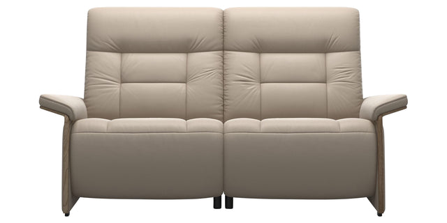 Paloma Leather Mushroom and Smoked Oak Arm Trim | Stressless Mary 2-Seater Sofa | Valley Ridge Furniture