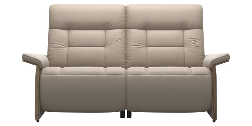 Paloma Leather Mushroom and Smoked Oak Arm Trim | Stressless Mary 2-Seater Sofa | Valley Ridge Furniture
