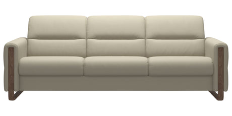 Paloma Leather Light Grey & Walnut Arm Trim | Stressless Fiona 3-Seater Sofa | Valley Ridge Furniture