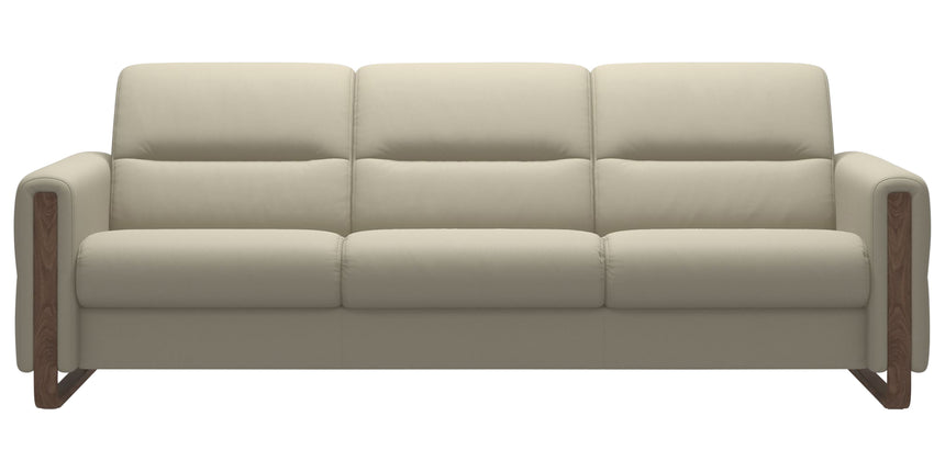 Paloma Leather Light Grey & Walnut Arm Trim | Stressless Fiona 3-Seater Sofa | Valley Ridge Furniture
