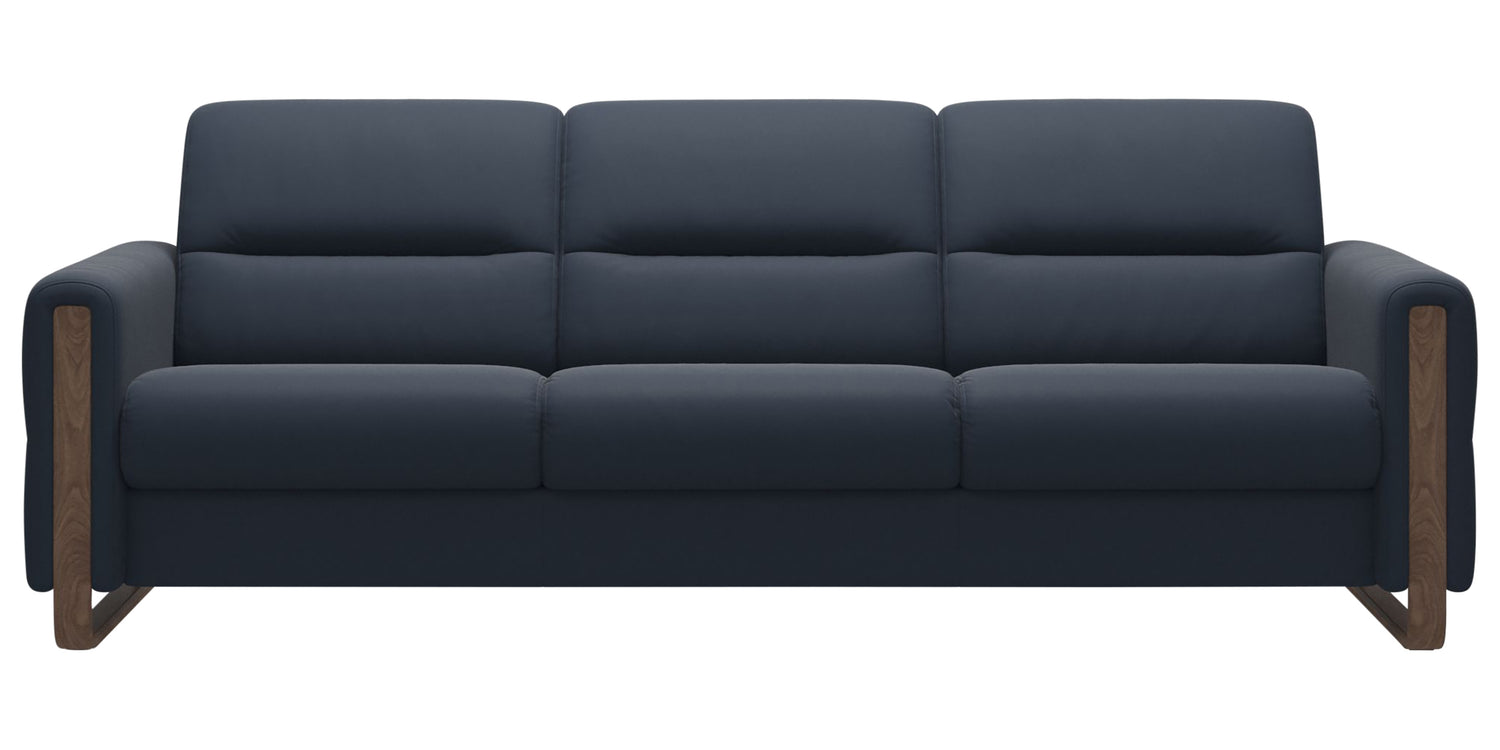 Paloma Leather Oxford Blue & Walnut Arm Trim | Stressless Fiona 3-Seater Sofa | Valley Ridge Furniture