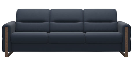 Paloma Leather Oxford Blue & Walnut Arm Trim | Stressless Fiona 3-Seater Sofa | Valley Ridge Furniture
