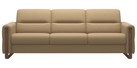 Paloma Leather Sand & Walnut Arm Trim | Stressless Fiona 3-Seater Sofa | Valley Ridge Furniture