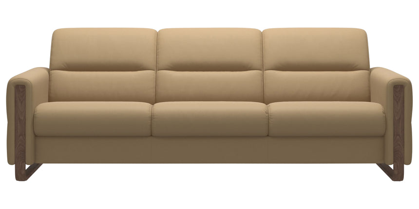 Paloma Leather Sand & Walnut Arm Trim | Stressless Fiona 3-Seater Sofa | Valley Ridge Furniture