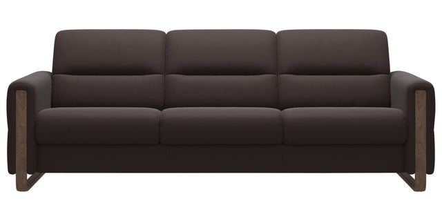 Paloma Leather Chocolate & Walnut Arm Trim | Stressless Fiona 3-Seater Sofa | Valley Ridge Furniture