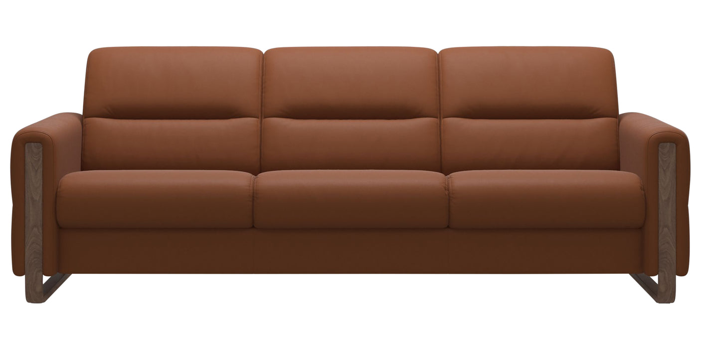 Paloma Leather New Cognac & Walnut Arm Trim | Stressless Fiona 3-Seater Sofa | Valley Ridge Furniture