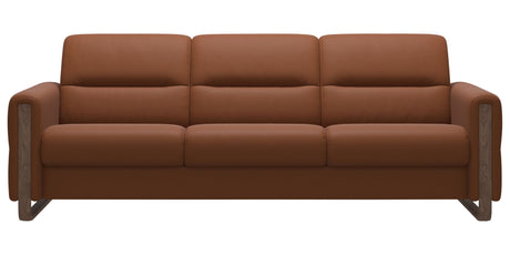 Paloma Leather New Cognac & Walnut Arm Trim | Stressless Fiona 3-Seater Sofa | Valley Ridge Furniture