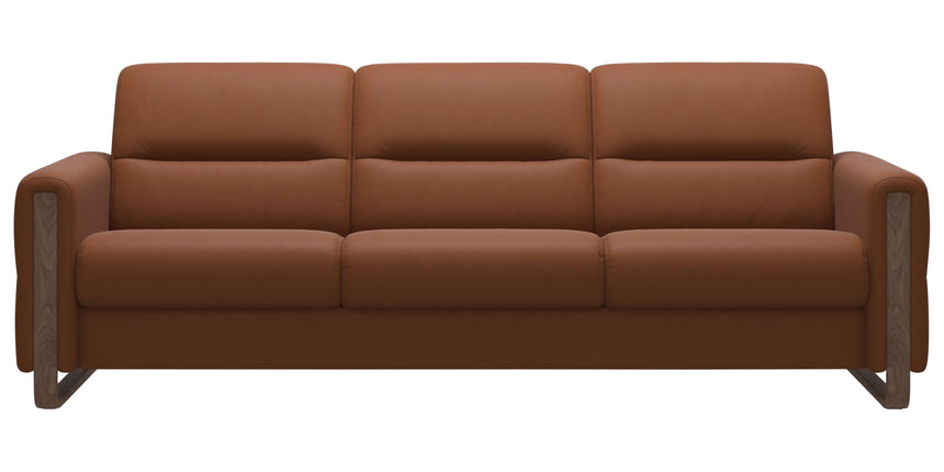 Paloma Leather New Cognac & Walnut Arm Trim | Stressless Fiona 3-Seater Sofa | Valley Ridge Furniture