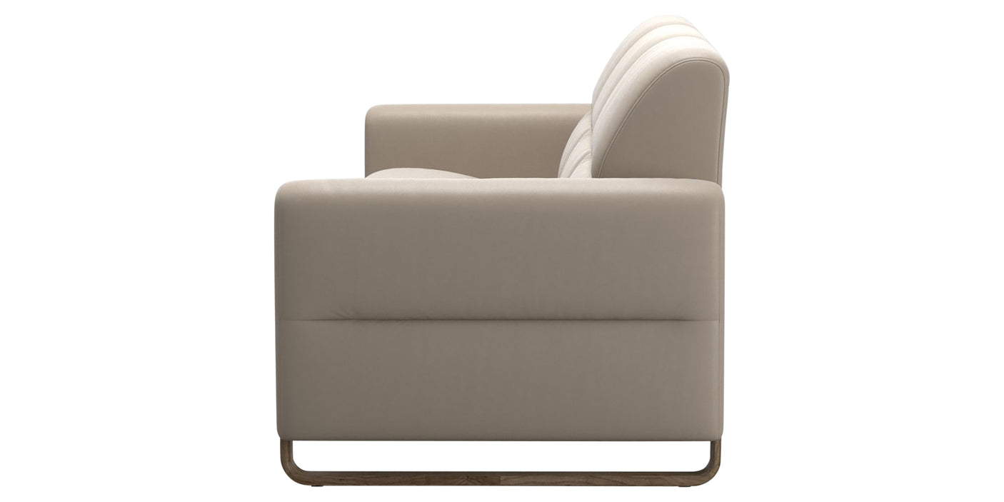 Paloma Leather Mushroom & Smoked Oak Arm Trim | Stressless Fiona 3-Seater Sofa | Valley Ridge Furniture