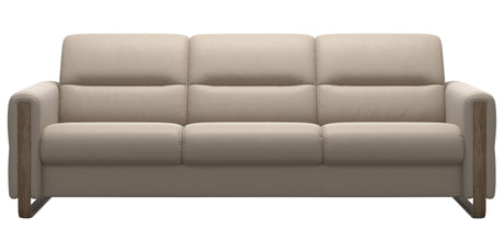 Paloma Leather Mushroom & Smoked Oak Arm Trim | Stressless Fiona 3-Seater Sofa | Valley Ridge Furniture