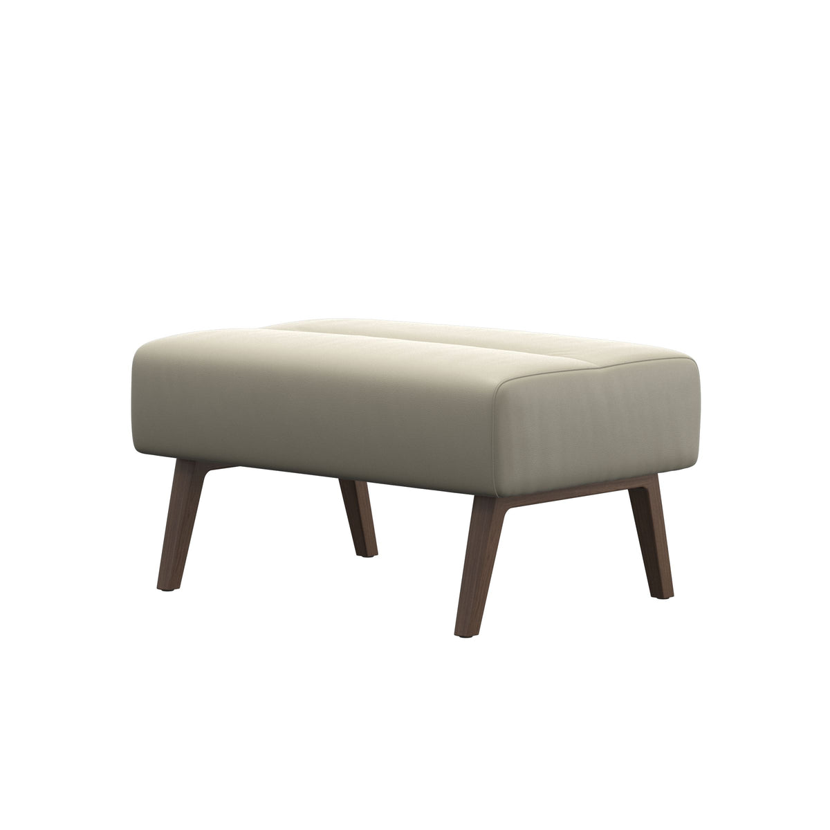 Stella Wood - Ottoman - Paloma Light Grey - Walnut - Large