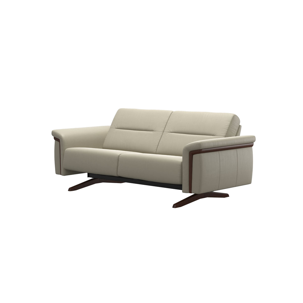 Stella Wood - 2-Seater Sofa - Paloma Light Grey - Brown