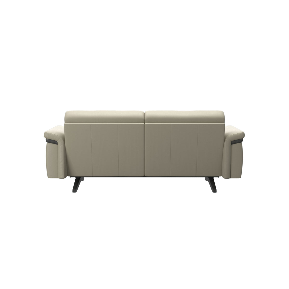 Stressless Stella Wood 2-Seater Sofa in Paloma Light Grey, Grey, rear three-quarter view