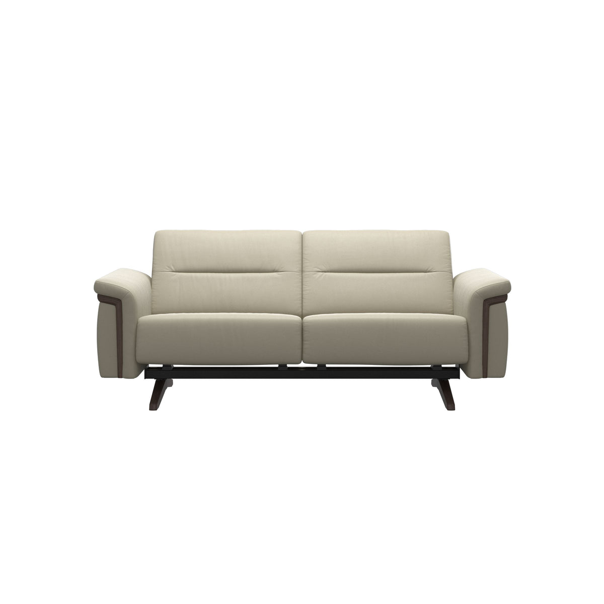 Stressless Stella Wood 2-Seater Sofa in Paloma Light Grey, Wenge, front view