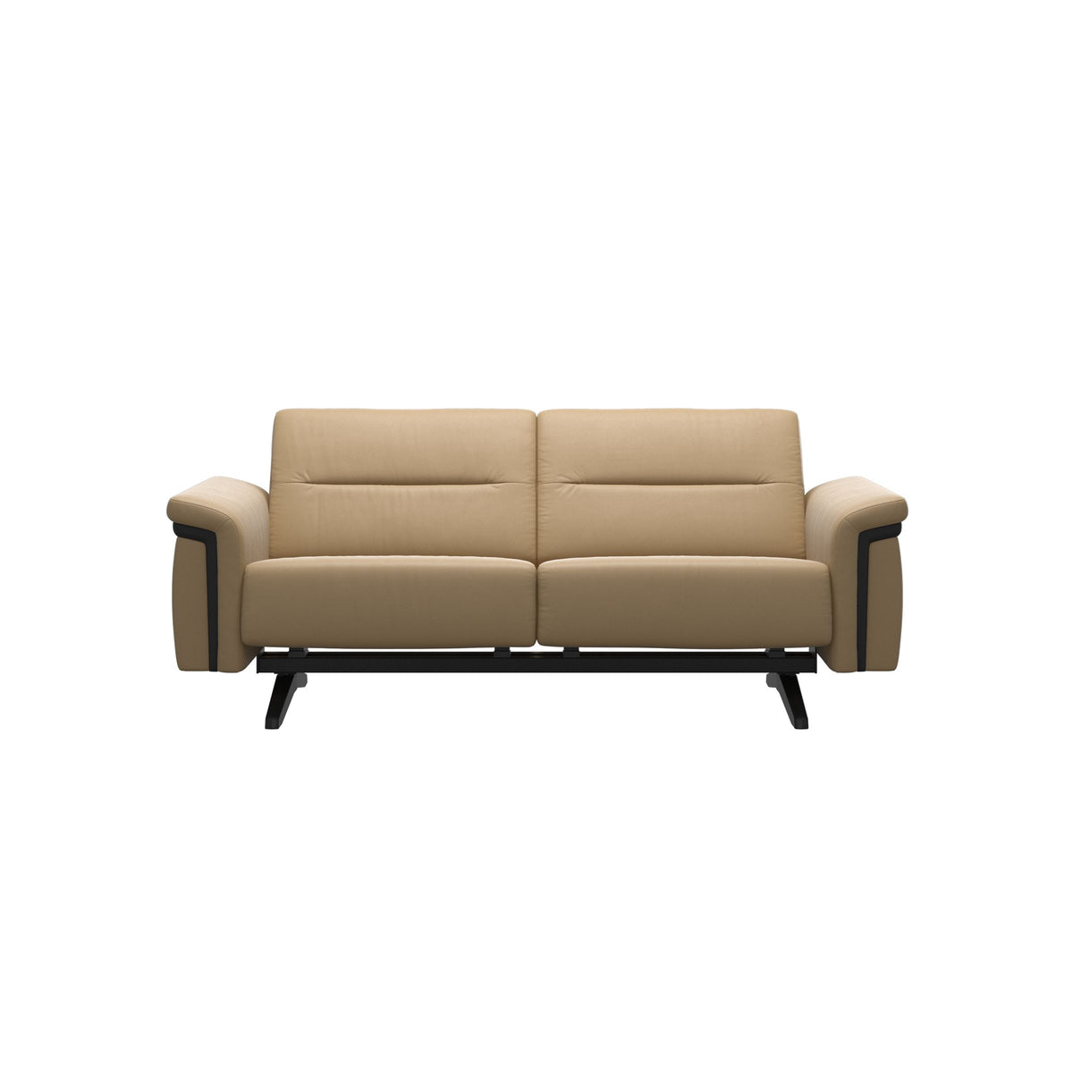 Stressless Stella Wood 2-Seater Sofa in Paloma Sand, Black, front view