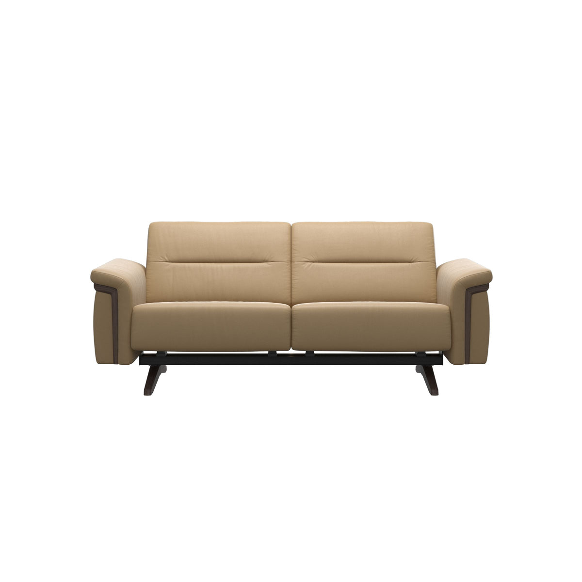 Stressless Stella Wood 2-Seater Sofa in Paloma Sand, Wenge, front view