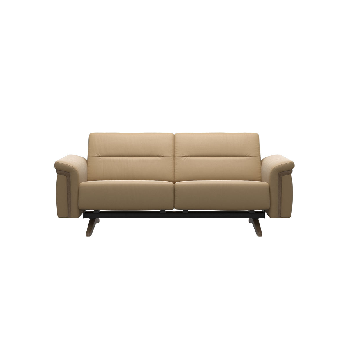 Stressless Stella Wood 2-Seater Sofa in Paloma Sand, Smoked Oak, front view