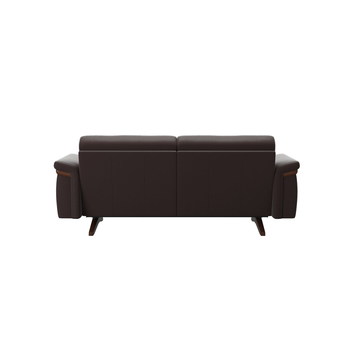 Stressless Stella Wood 2-Seater Sofa in Paloma Chocolate, Brown, rear three-quarter view