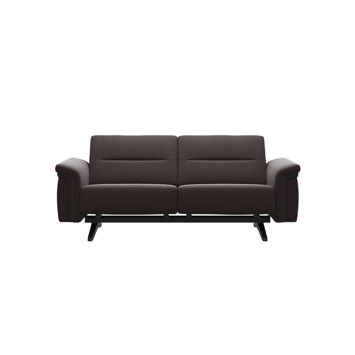 Stressless Stella Wood 2-Seater Sofa in Paloma Chocolate, Black, front view
