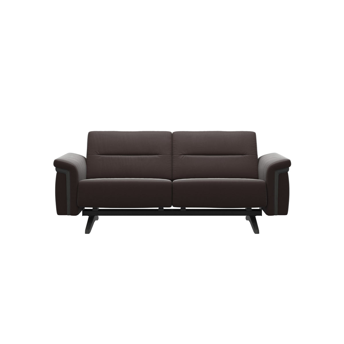 Stressless Stella Wood 2-Seater Sofa in Paloma Chocolate, Grey, front view