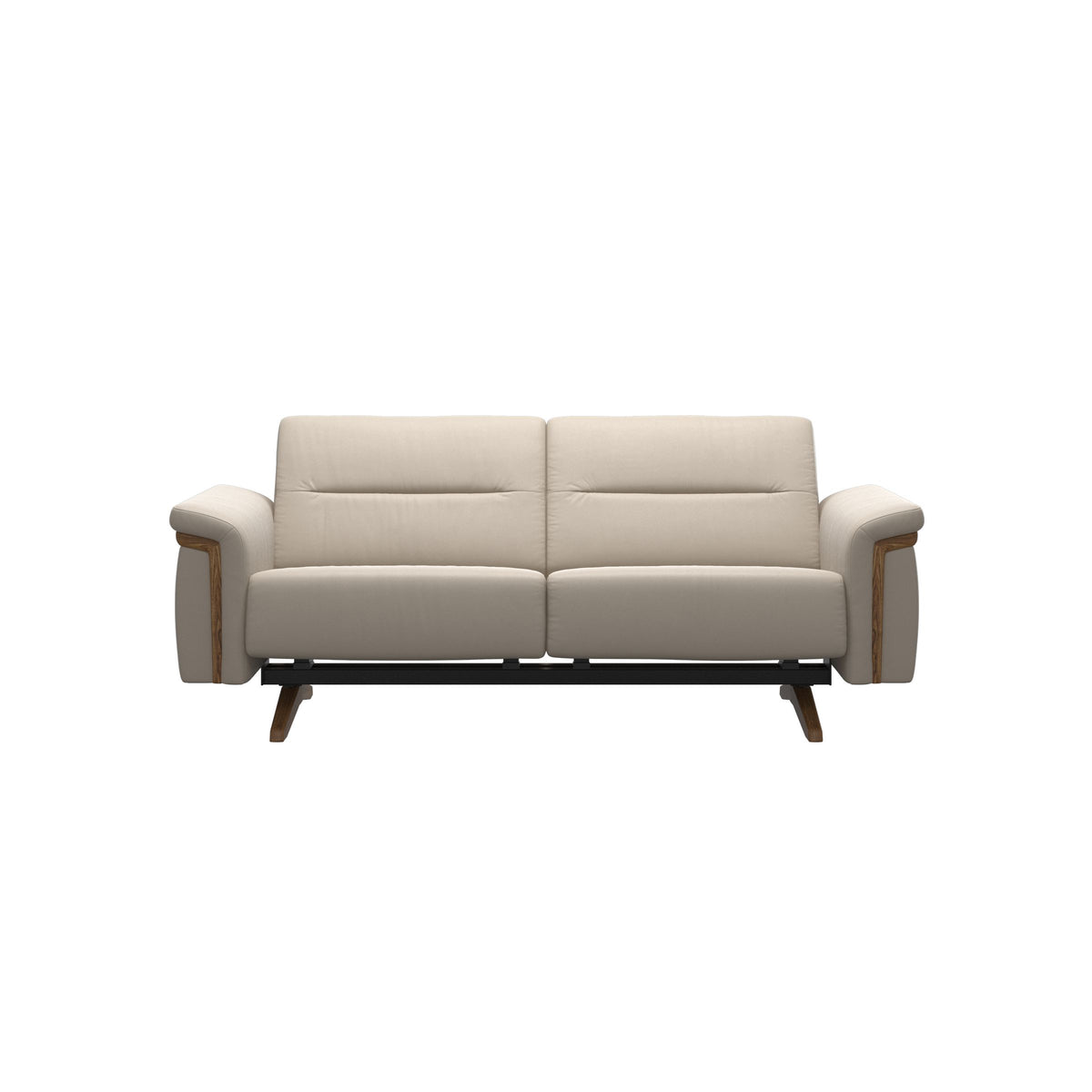 Stressless Stella Wood 2-Seater Sofa in Paloma Fog, Teak, front view