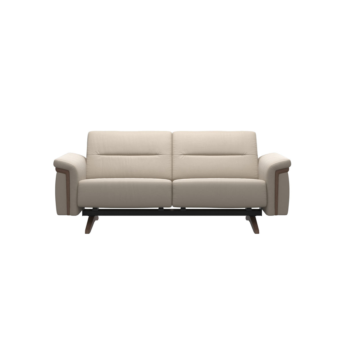 Stressless Stella Wood 2-Seater Sofa in Paloma Fog, Walnut, front view