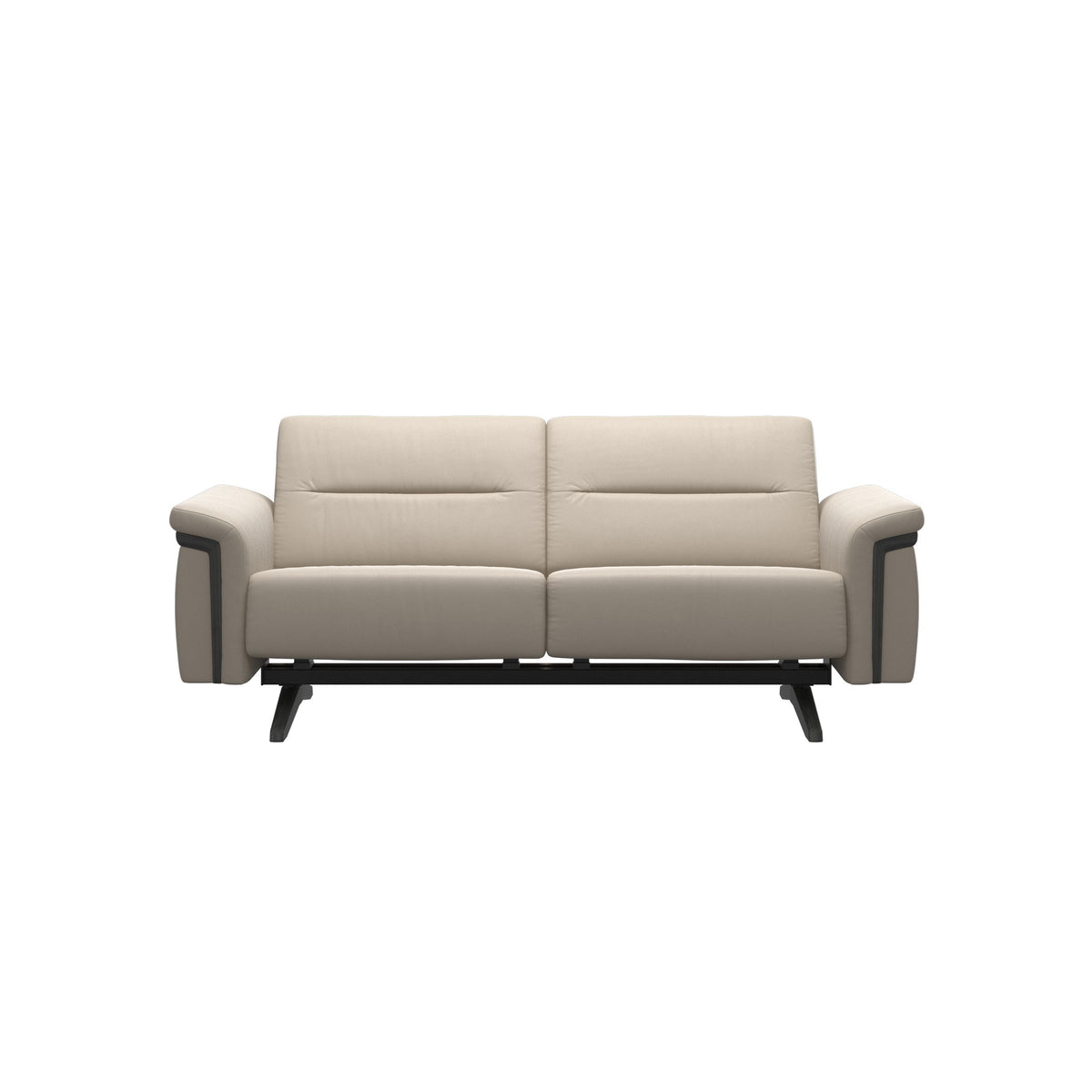 Stressless Stella Wood 2-Seater Sofa in Paloma Fog, Grey, front view