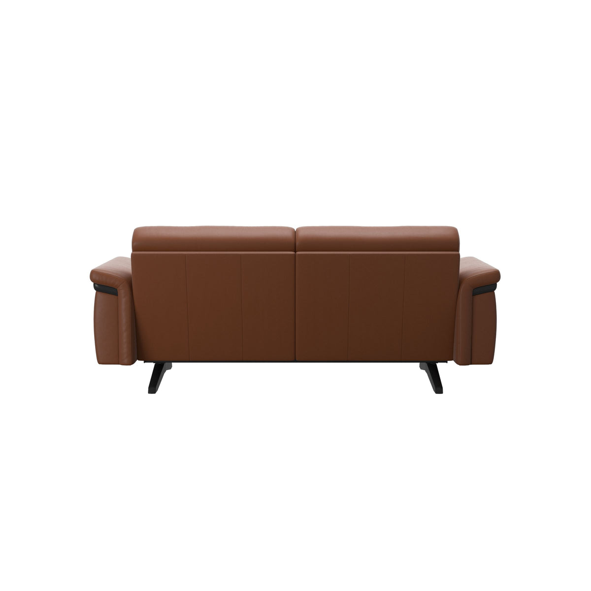 Stressless Stella Wood 2-Seater Sofa in Paloma New Cognac, Black, rear three-quarter view