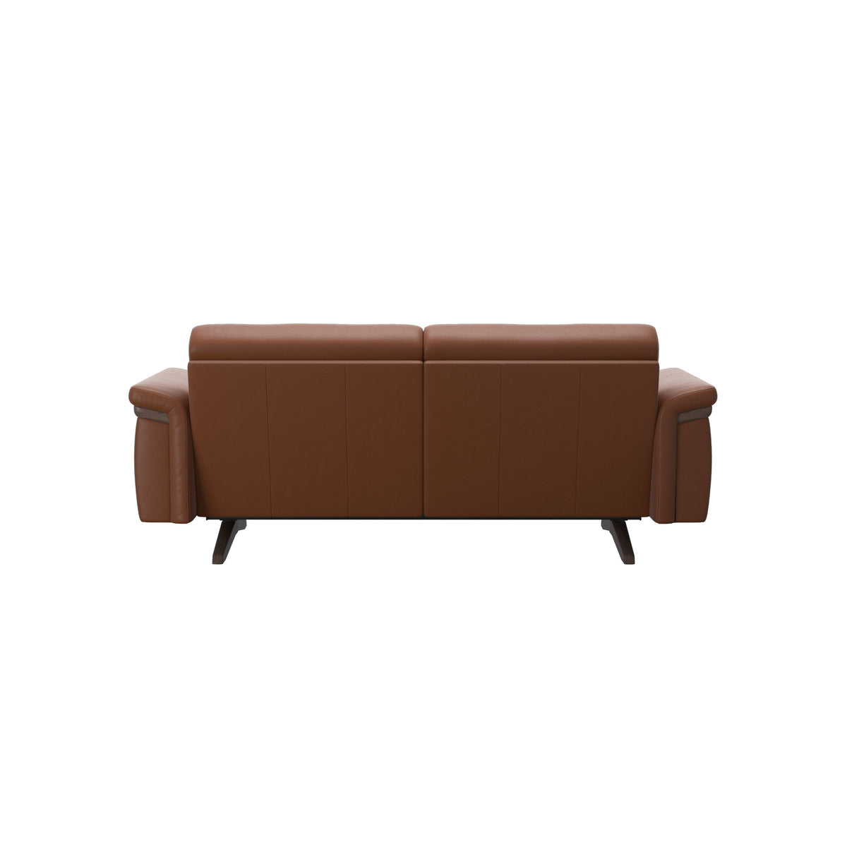 Stressless Stella Wood 2-Seater Sofa in Paloma New Cognac, Wenge, rear three-quarter view