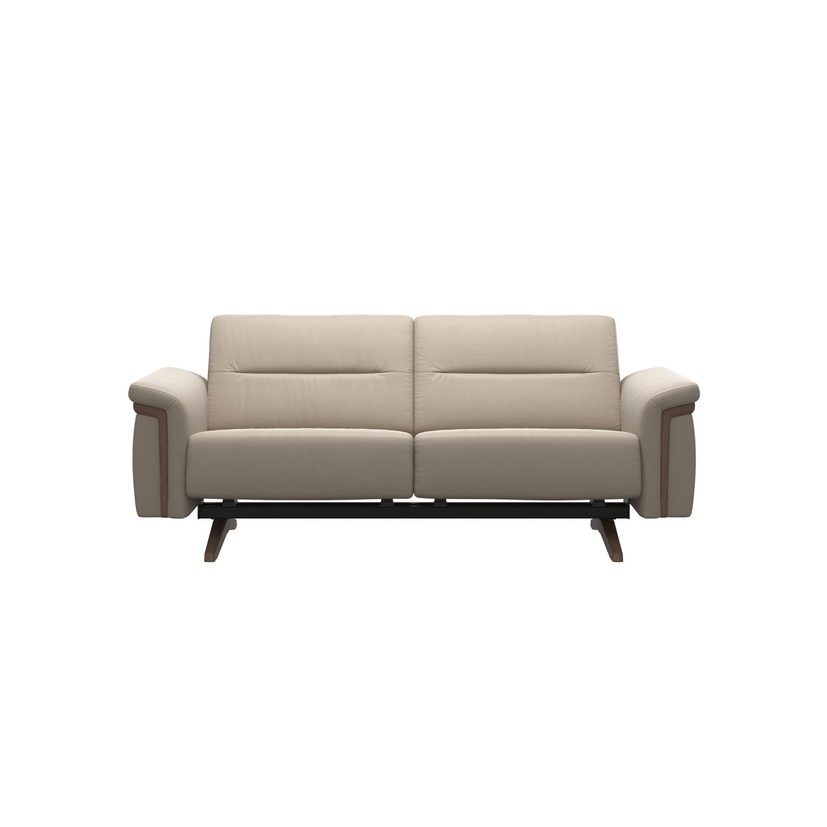 Stressless Stella Wood 2-Seater Sofa in Paloma Mushroom, Walnut, front view