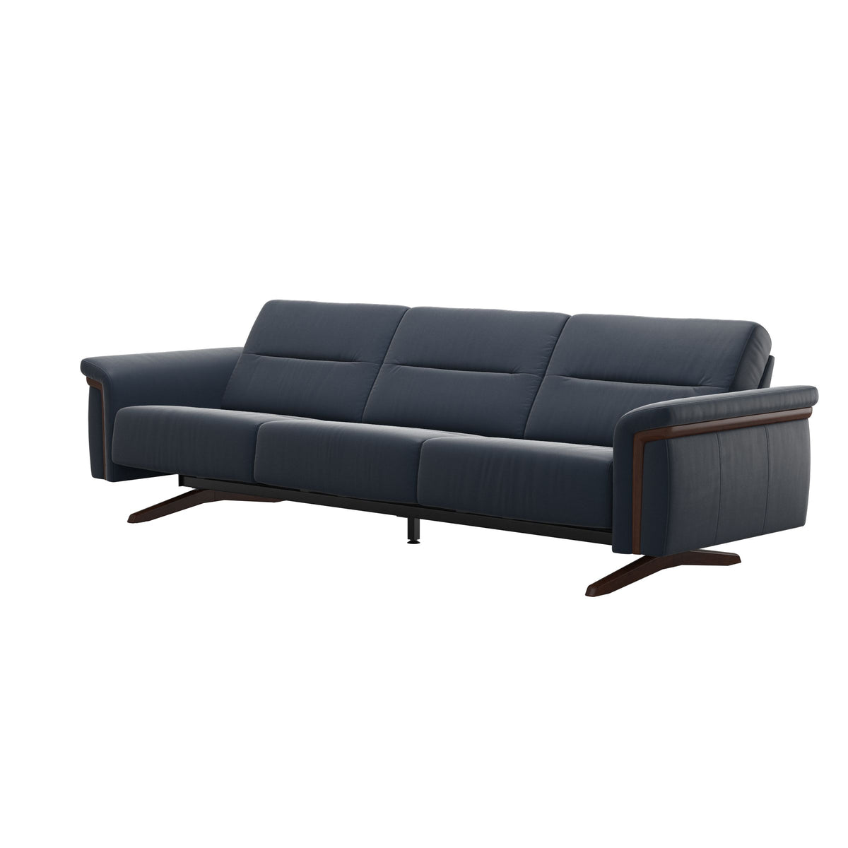 Stella Wood - 3-Seater Sofa - Paloma Oxford Blue - Brown