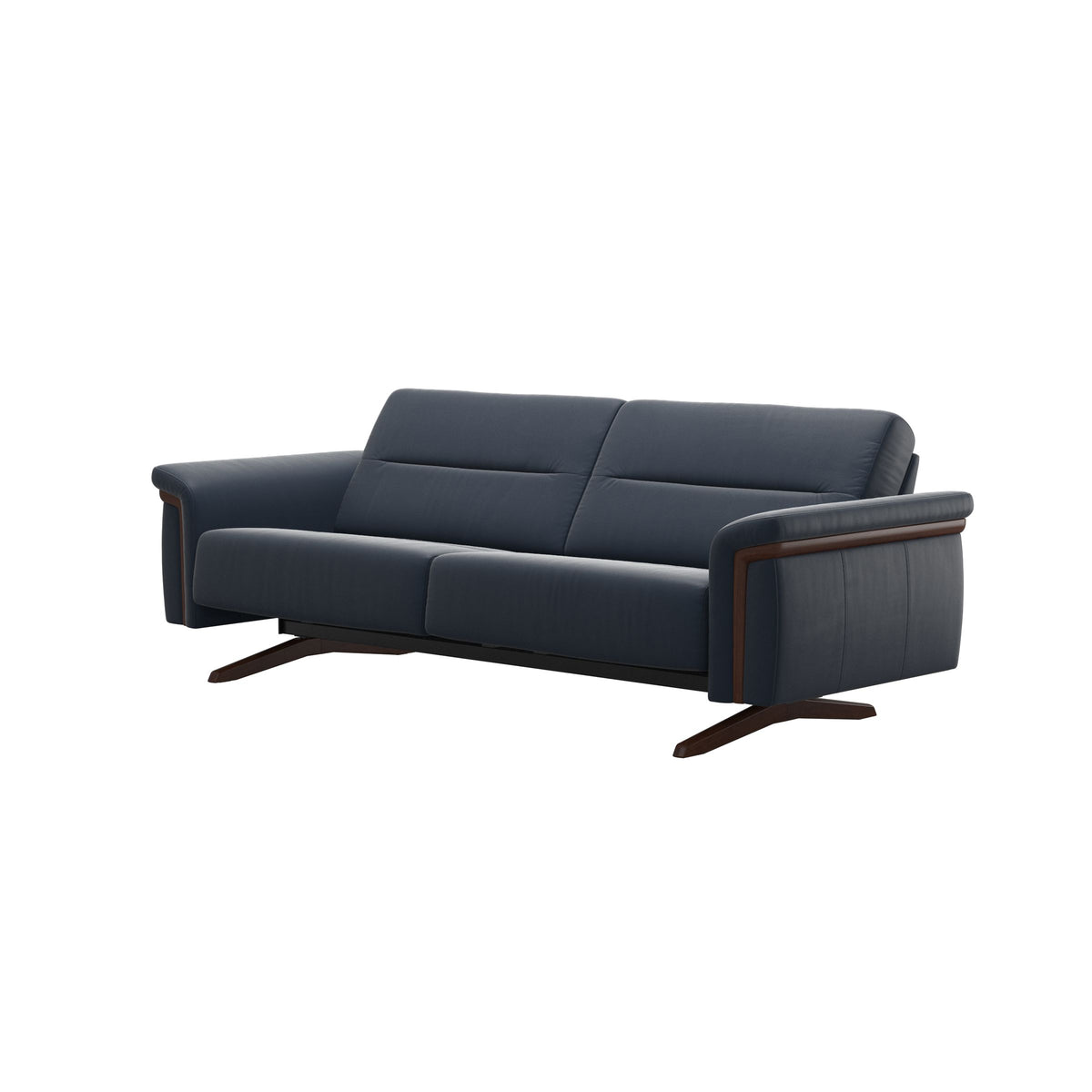 Stella Wood - 2.5-Seater Sofa - Paloma Oxford Blue - Brown