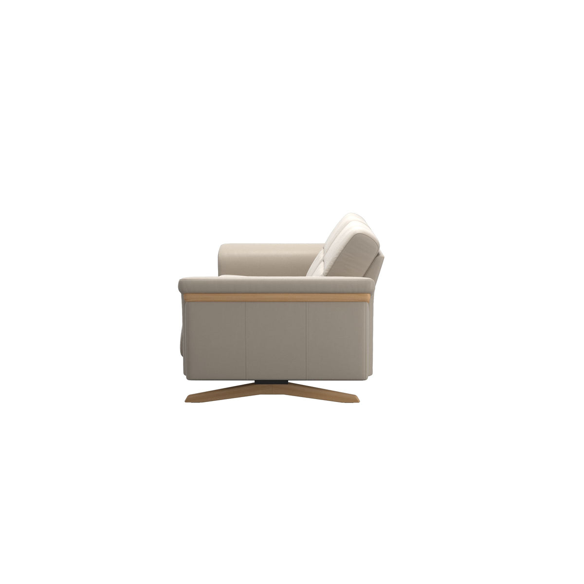 Stressless Stella Wood 2.5-Seater Sofa in Paloma Fog, back view, Oak wood