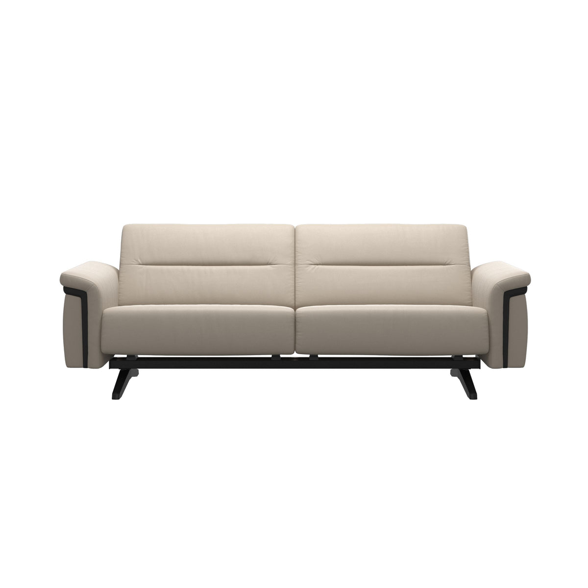 Stressless Stella Wood 2.5-Seater Sofa in Paloma Fog, front view, Black wood