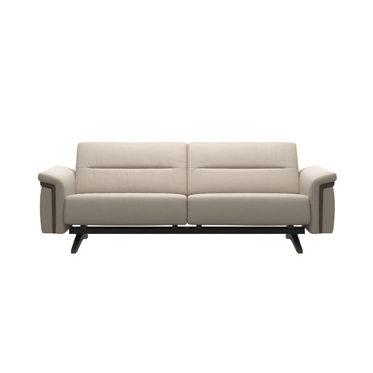 Stressless Stella Wood 2.5-Seater Sofa in Paloma Fog, Wenge, front view