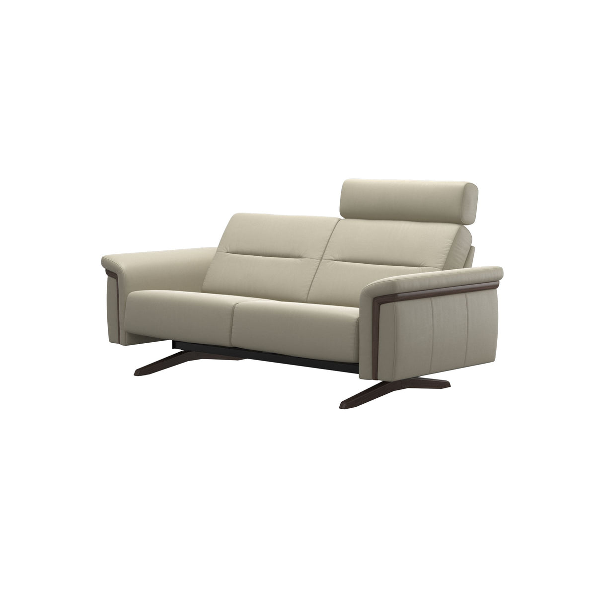 Stella Wood - 2-Seater Sofa with Headrest - Paloma Light Grey - Wenge