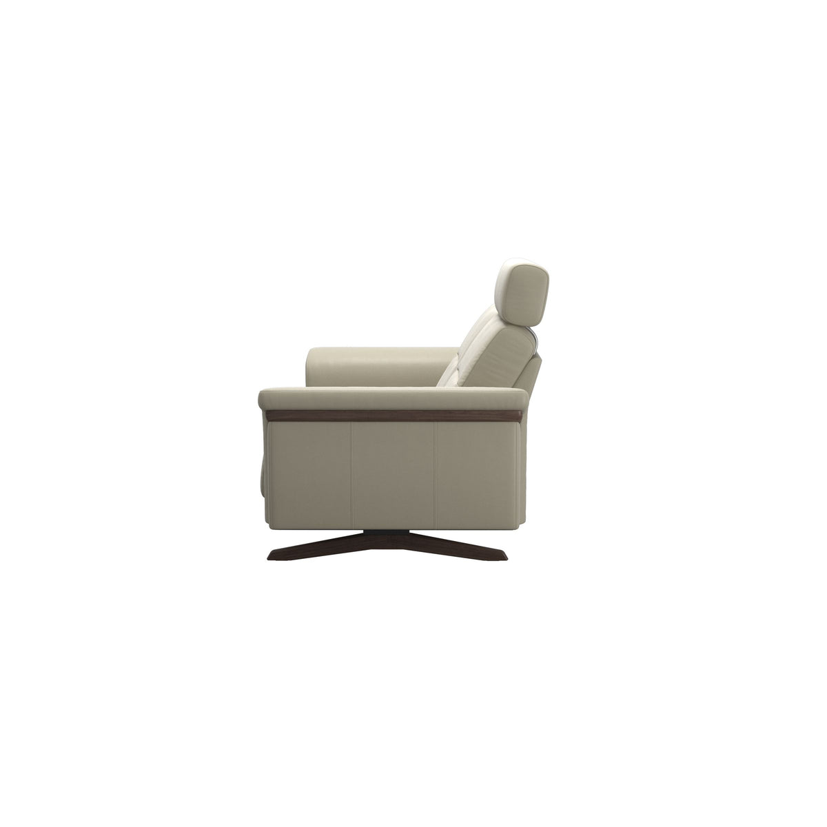 Stella Wood - 2-Seater Sofa with Headrest - Paloma Light Grey - Wenge